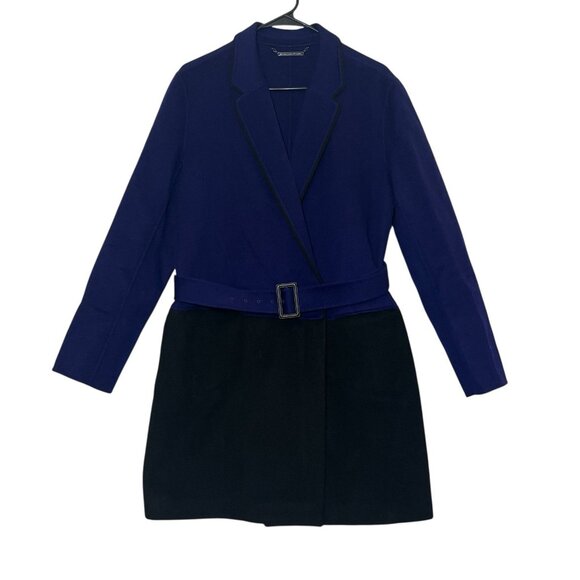 Diane Von Furstenberg Women’s Wool Trench Coat Jacket Size 8 Black Purple Luxury - Picture 2 of 14